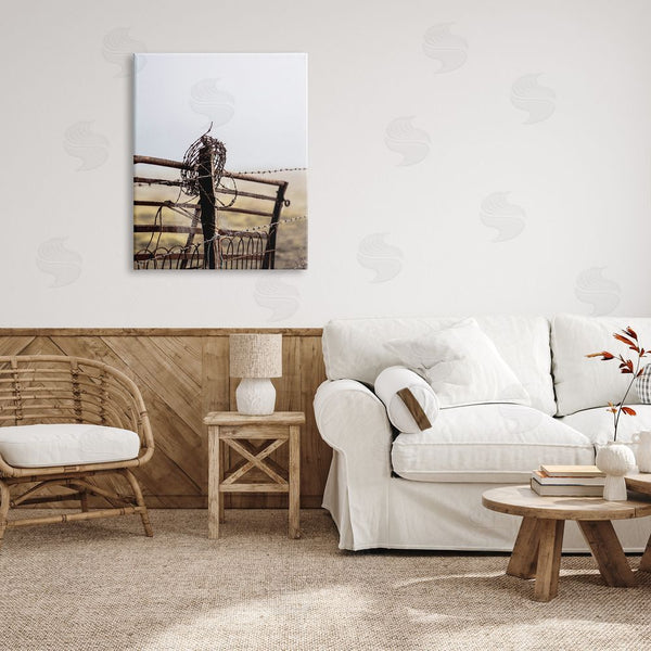 Stupell Industries Leah Straatsma - NOT LICENSED YET | Rural Meadow Fence Barbed Wire Countryside Photography Wall Art