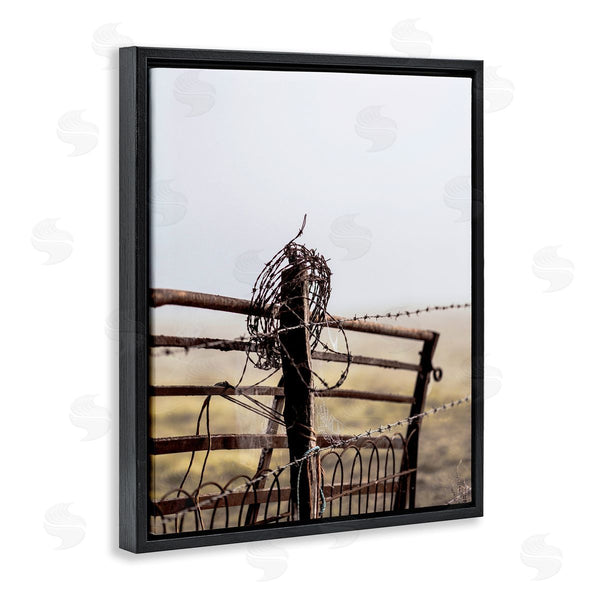 Stupell Industries Leah Straatsma - NOT LICENSED YET | Rural Meadow Fence Barbed Wire Countryside Photography Wall Art
