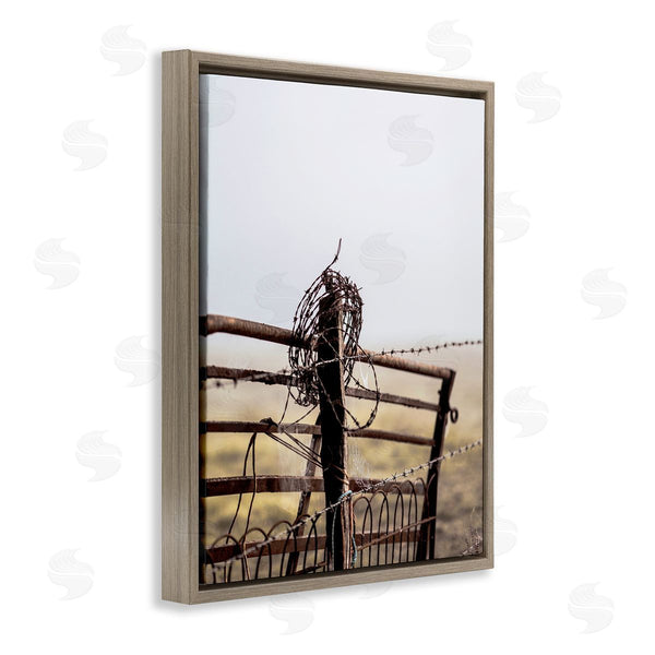 Stupell Industries Leah Straatsma - NOT LICENSED YET | Rural Meadow Fence Barbed Wire Countryside Photography Wall Art