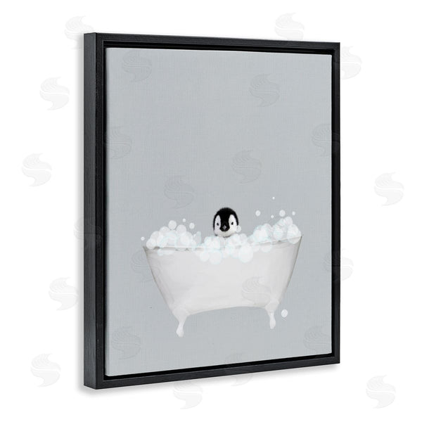 Stupell Industries Leah Straatsma | Penguin Blue Bath Cute Wall Art