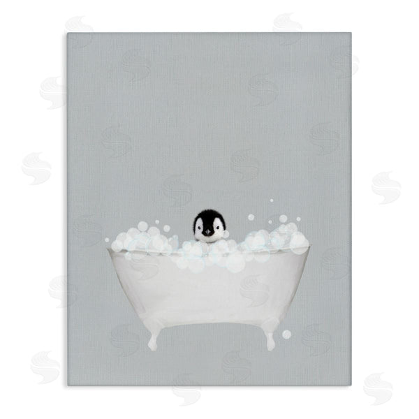 stupell industries Leah Straatsma | Penguin Blue Bath Cute Wall Art