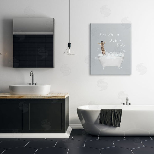 Stupell Industries Leah Straatsma | Scrub-a-Dub Giraffe Tub Wall Art