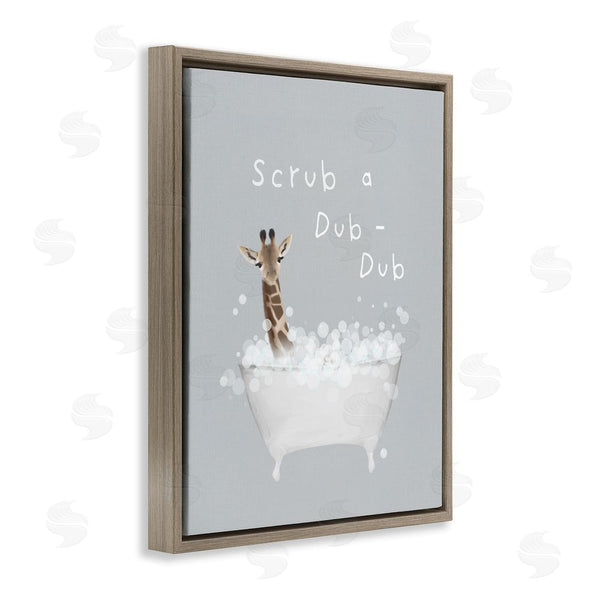 Stupell Industries Leah Straatsma | Scrub-a-Dub Giraffe Tub Wall Art
