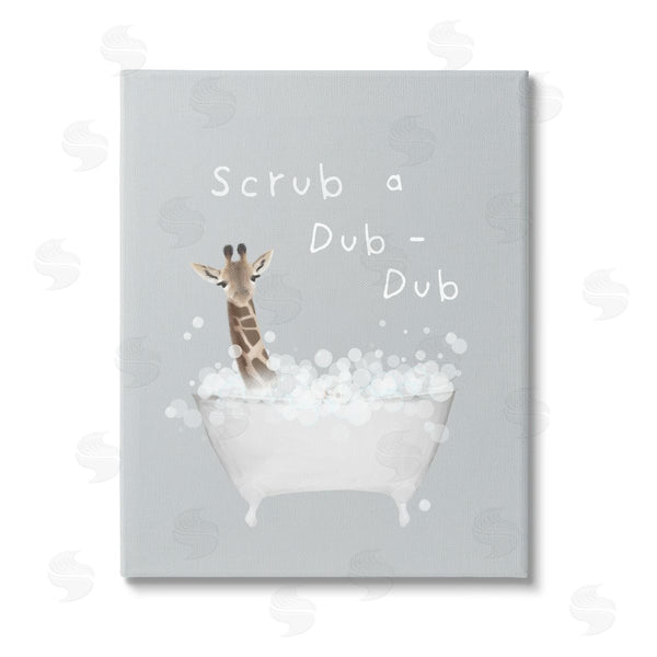 stupell industries Leah Straatsma | Scrub-a-Dub Giraffe Tub Wall Art
