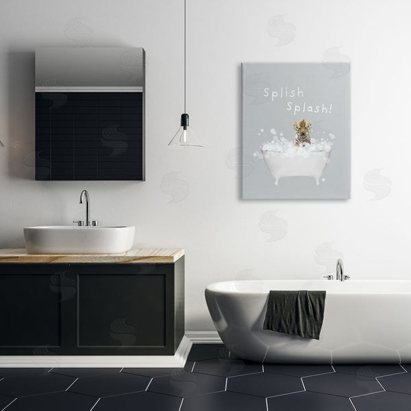 Stupell Industries Leah Straatsma | Splish Splash Baby Tiger Wall Art