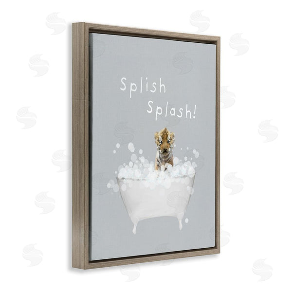 Stupell Industries Leah Straatsma | Splish Splash Baby Tiger Wall Art