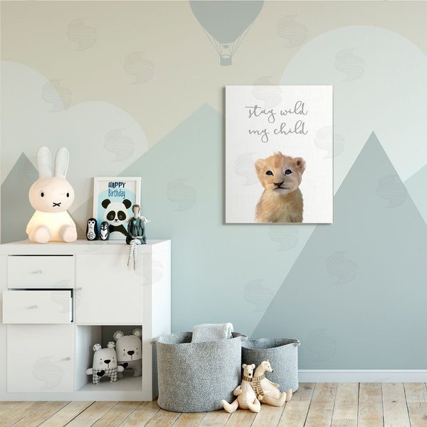 Stupell Industries Leah Straatsma | Stay Wild Phrase Friendly Safari Lion Cub Wall Art