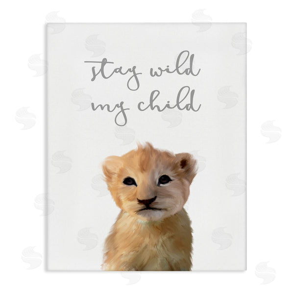 stupell industries Leah Straatsma | Stay Wild Phrase Friendly Safari Lion Cub Wall Art