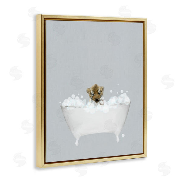 Stupell Industries Leah Straatsma | Tiger Blue Bath Cute Wall Art