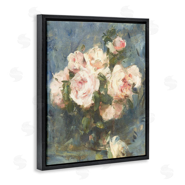 Stupell Industries Leah Straatsma | Vintage Pink Roses Blue Background