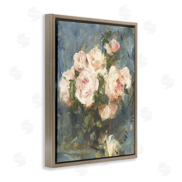 Stupell Industries Leah Straatsma | Vintage Pink Roses Blue Background
