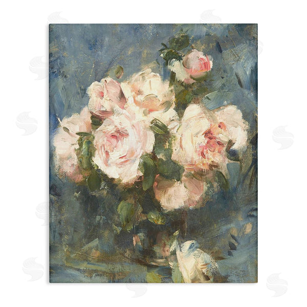stupell industries Leah Straatsma | Vintage Pink Roses Blue Background