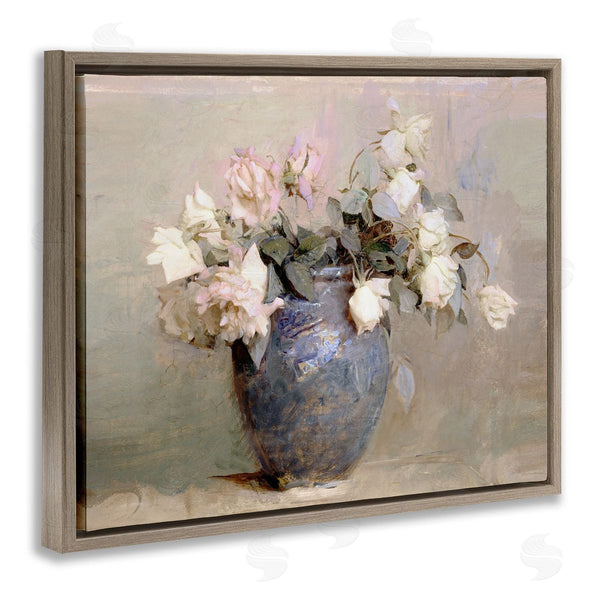 Stupell Industries Leah Straatsma | Vintage Roses In Blue Vase
