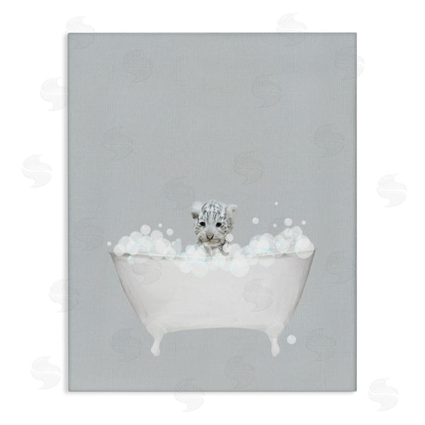 stupell industries Leah Straatsma | White Tiger Blue Bath Cute Wall Art