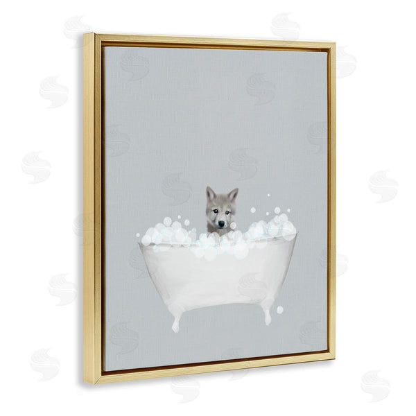 Stupell Industries Leah Straatsma | Wolf Blue Bath Cute Wall Art