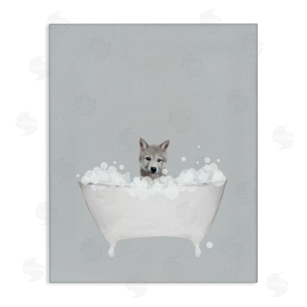 stupell industries Leah Straatsma | Wolf Blue Bath Cute Wall Art