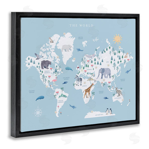 Stupell Industries Leah Straatsma | World Animals Map Wall Art