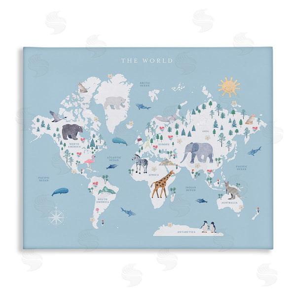 stupell industries Leah Straatsma | World Animals Map Wall Art