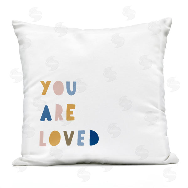 Stupell Industries Leah Straatsma | You Are Loved Motivational Kids Block Typography Printed Throw Pillow