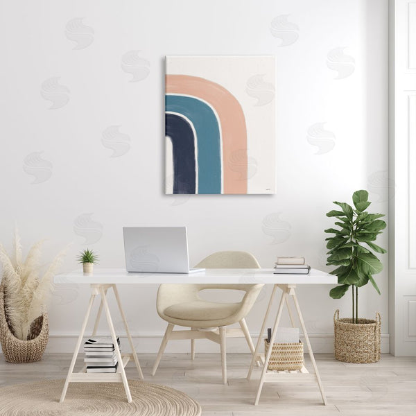 Stupell Industries Leah York | Half Rainbow Minimal Three Arch Shape Blue Pink Wall Art