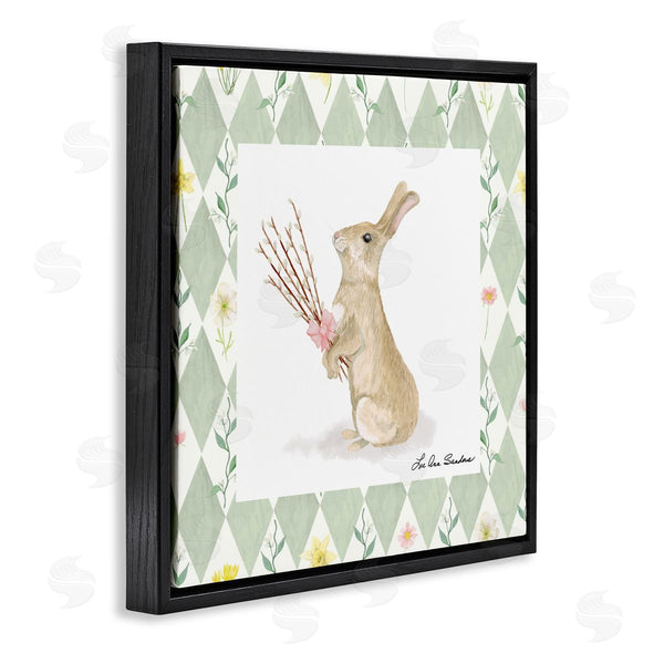 Stupell Industries Lee Ann Sanders | Bouquet Bunny On Green Argyle Wall Art