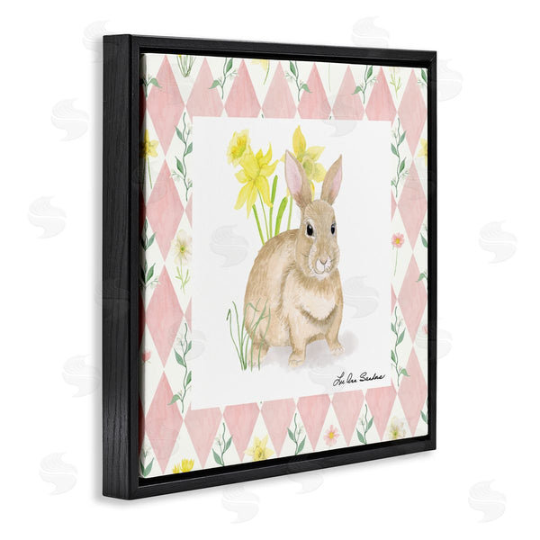 Stupell Industries Lee Ann Sanders | Bunny On Pink Argyle Wall Art