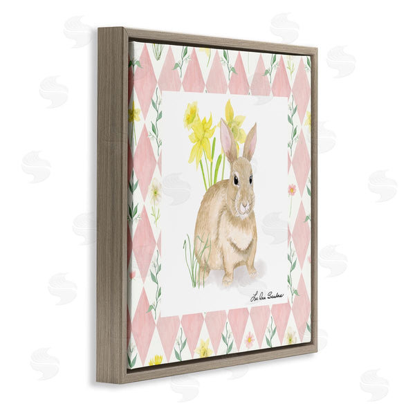 Stupell Industries Lee Ann Sanders | Bunny On Pink Argyle Wall Art