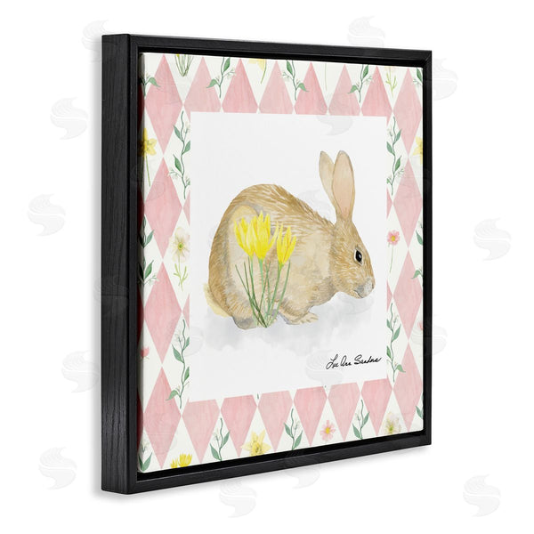 Stupell Industries Lee Ann Sanders | Buttercup Bunny On Pink Argyle Wall Art