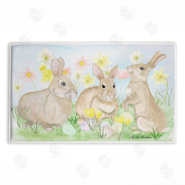 stupell industries Lee Ann Sanders | Easter Bunnies in Grass Plush Bath Mat