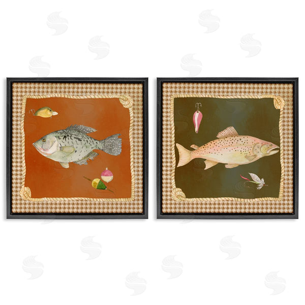 Stupell Industries Lee Ann Sanders | Fish & Lures Over Houndstooth