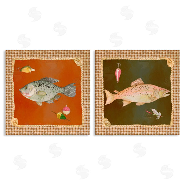 stupell industries Lee Ann Sanders | Fish & Lures over Houndstooth