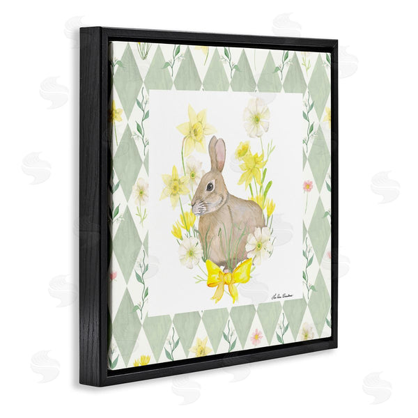 Stupell Industries Lee Ann Sanders | Mother Bunny On Green Argyle Wall Art