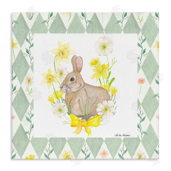 stupell industries Lee Ann Sanders | Mother Bunny on Green Argyle Wall Art
