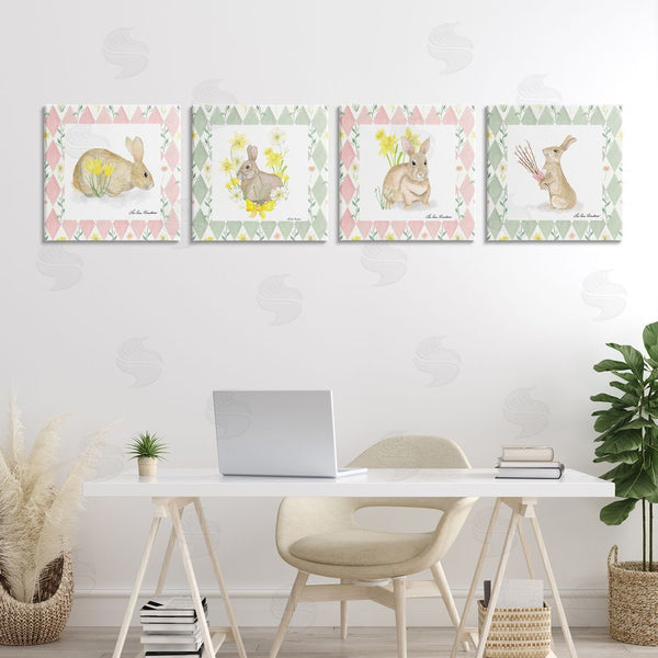 Stupell Industries Lee Ann Sanders | Spring Bunnies On Argyle Wall Art
