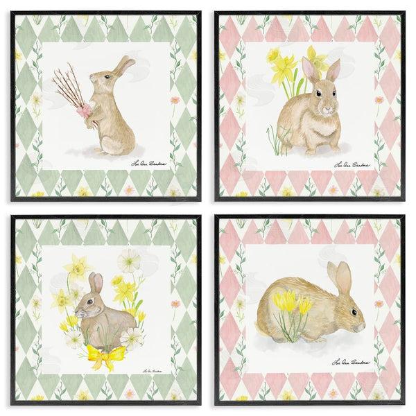 Stupell Industries Lee Ann Sanders | Spring Bunnies On Argyle Wall Art