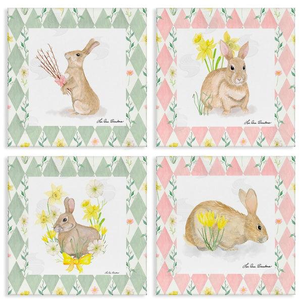 stupell industries Lee Ann Sanders | Spring Bunnies on Argyle Wall Art