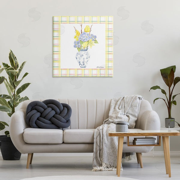 Stupell Industries Lee Ann Sanders | Spring Vase On Yellow Plaid Wall Art