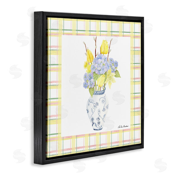 Stupell Industries Lee Ann Sanders | Spring Vase On Yellow Plaid Wall Art