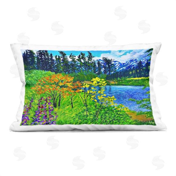 stupell industries Lee Ann Zirbes | Hidden Lake Scenery Printed Throw Pillow