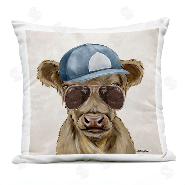 Stupell Industries Lee Keller | Cool Cattle With Cap & Glasses Printed Throw Pillow
