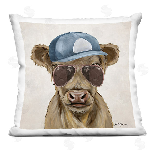 stupell industries Lee Keller | Cool Cattle with Cap & Glasses Printed Throw Pillow