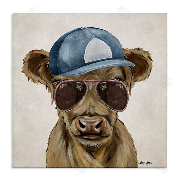 stupell industries Lee Keller | Cool Cattle with Cap & Glasses
