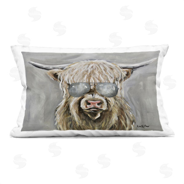 stupell industries Lee Keller | Hipster Cattle with Sunglasses Printed Throw Pillow