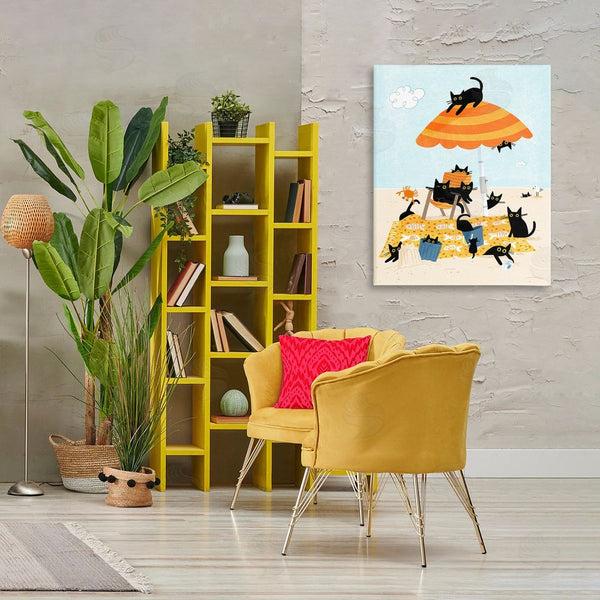 Stupell Industries Leeza Hernandez | Black Cat Beach Day Wall Art