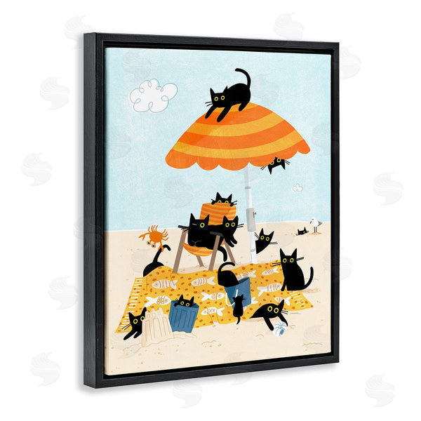 Stupell Industries Leeza Hernandez | Black Cat Beach Day Wall Art