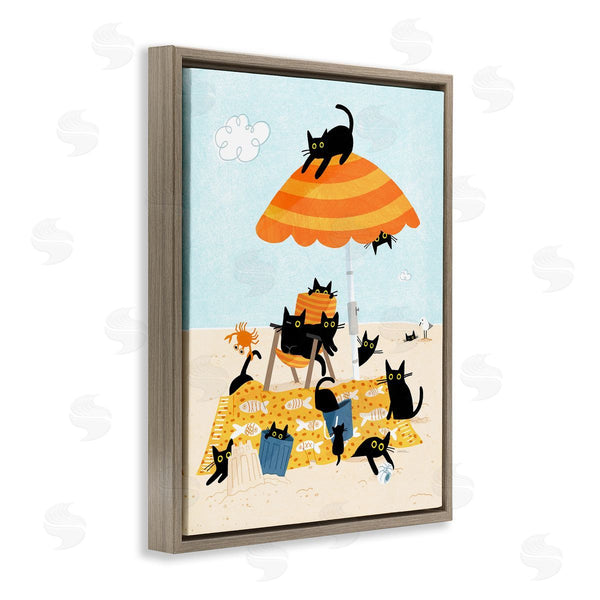 Stupell Industries Leeza Hernandez | Black Cat Beach Day Wall Art