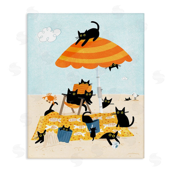 stupell industries Leeza Hernandez | Black Cat Beach Day Wall Art