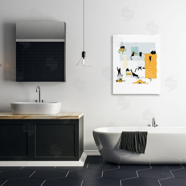 Stupell Industries Leeza Hernandez | Black Cats Bath Time Wall Art