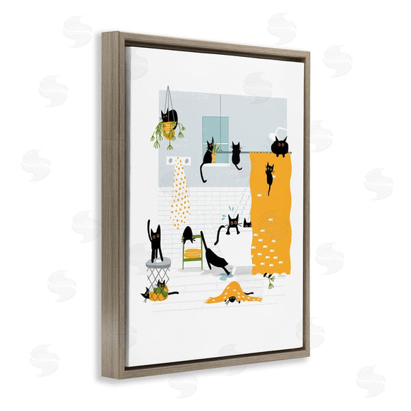 Stupell Industries Leeza Hernandez | Black Cats Bath Time Wall Art