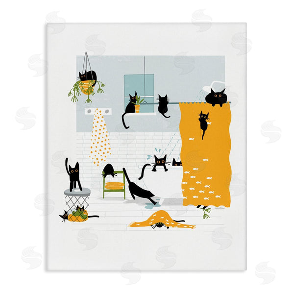 stupell industries Leeza Hernandez | Black Cats Bath Time Wall Art